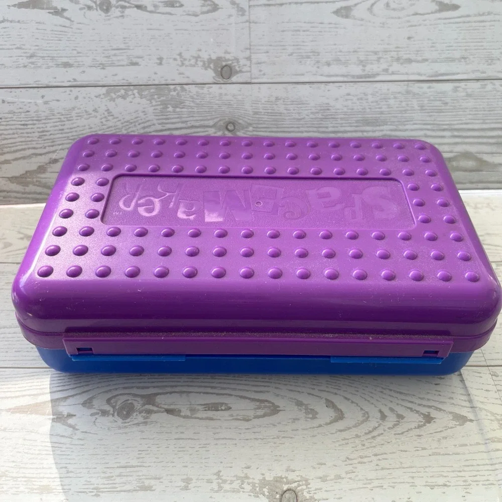 Vintage‎ SpaceMaker Pencil Box Purple Blue 90s Retro School Supply Newell 1996